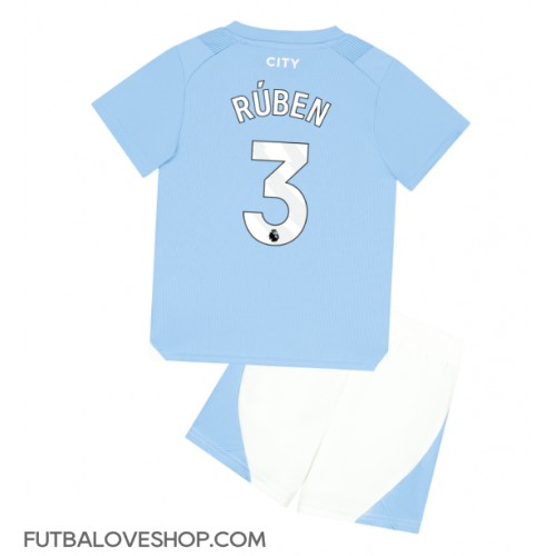 Dres Manchester City Ruben Dias #3 Domáci pre deti 2023-24 Krátky Rukáv (+ trenírky)